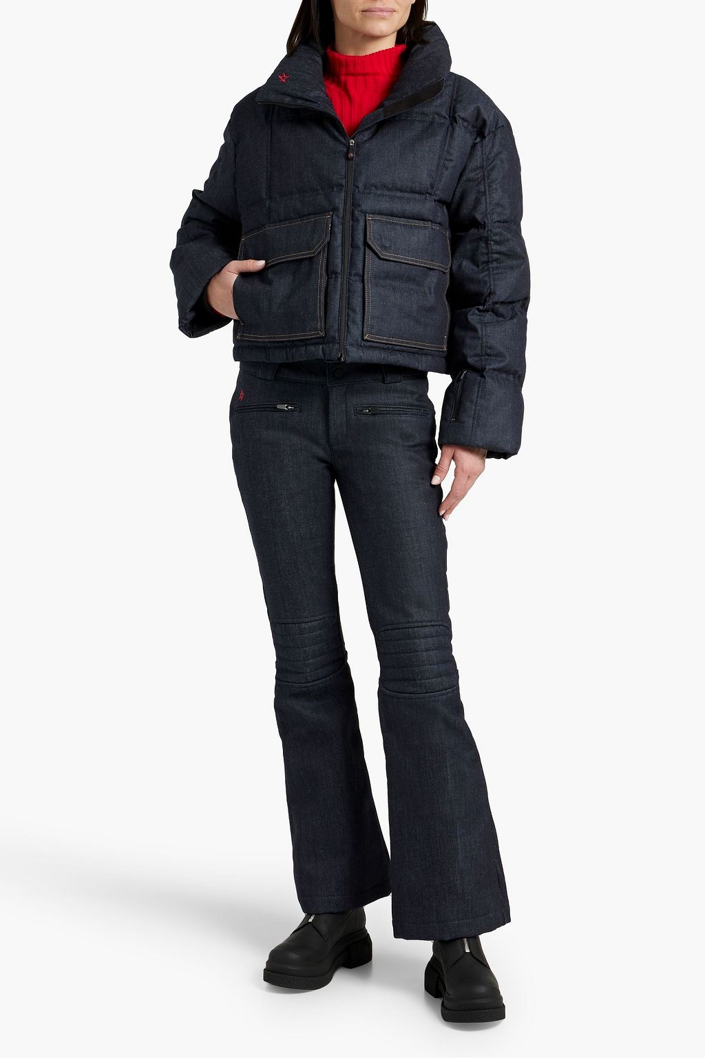 PERFECT MOMENT X DL1961 Embroidered denim bootcut ski pants