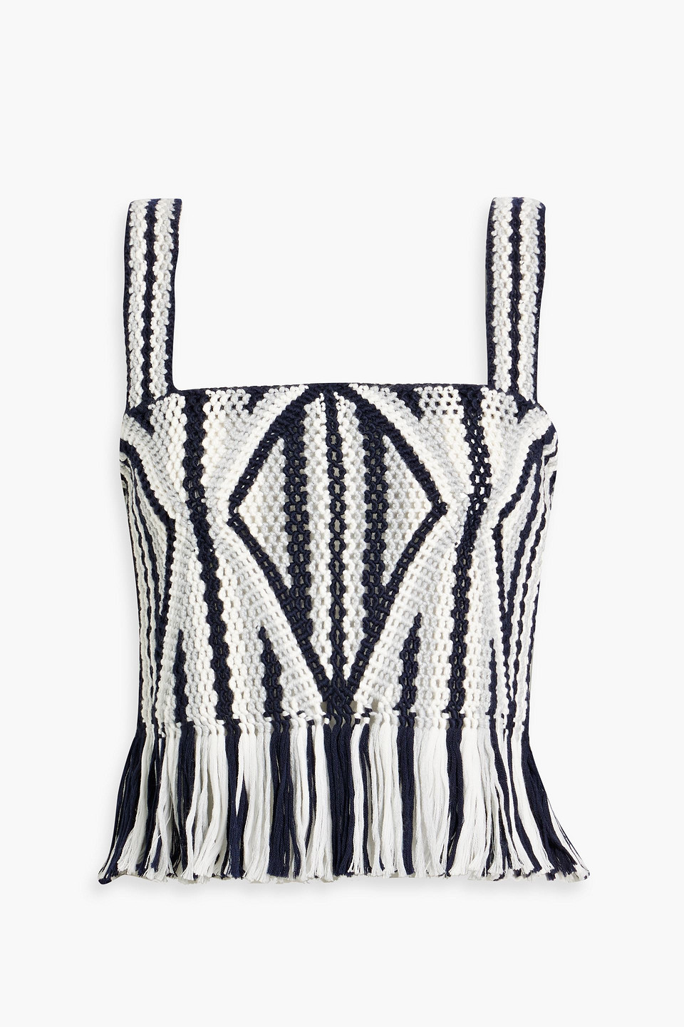 Gabriela Hearst Amalia Fringed Crocheted Wool Top In Light Gray