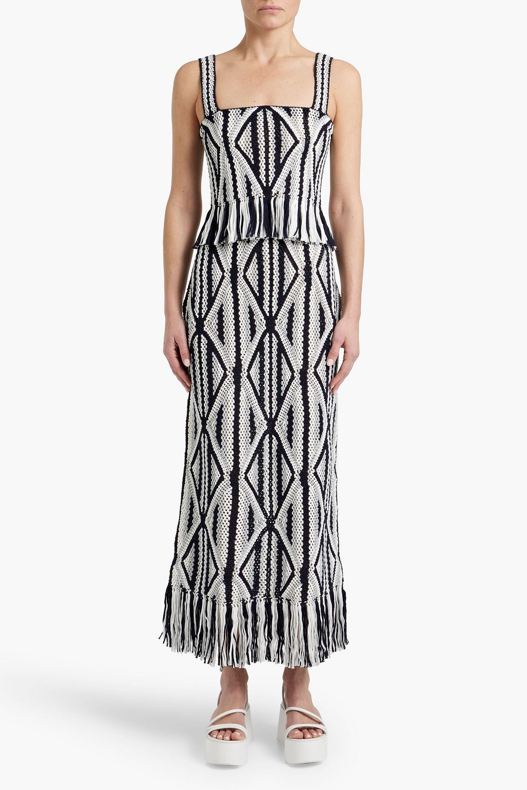 GABRIELA HEARST Amalia fringed crocheted wool top
