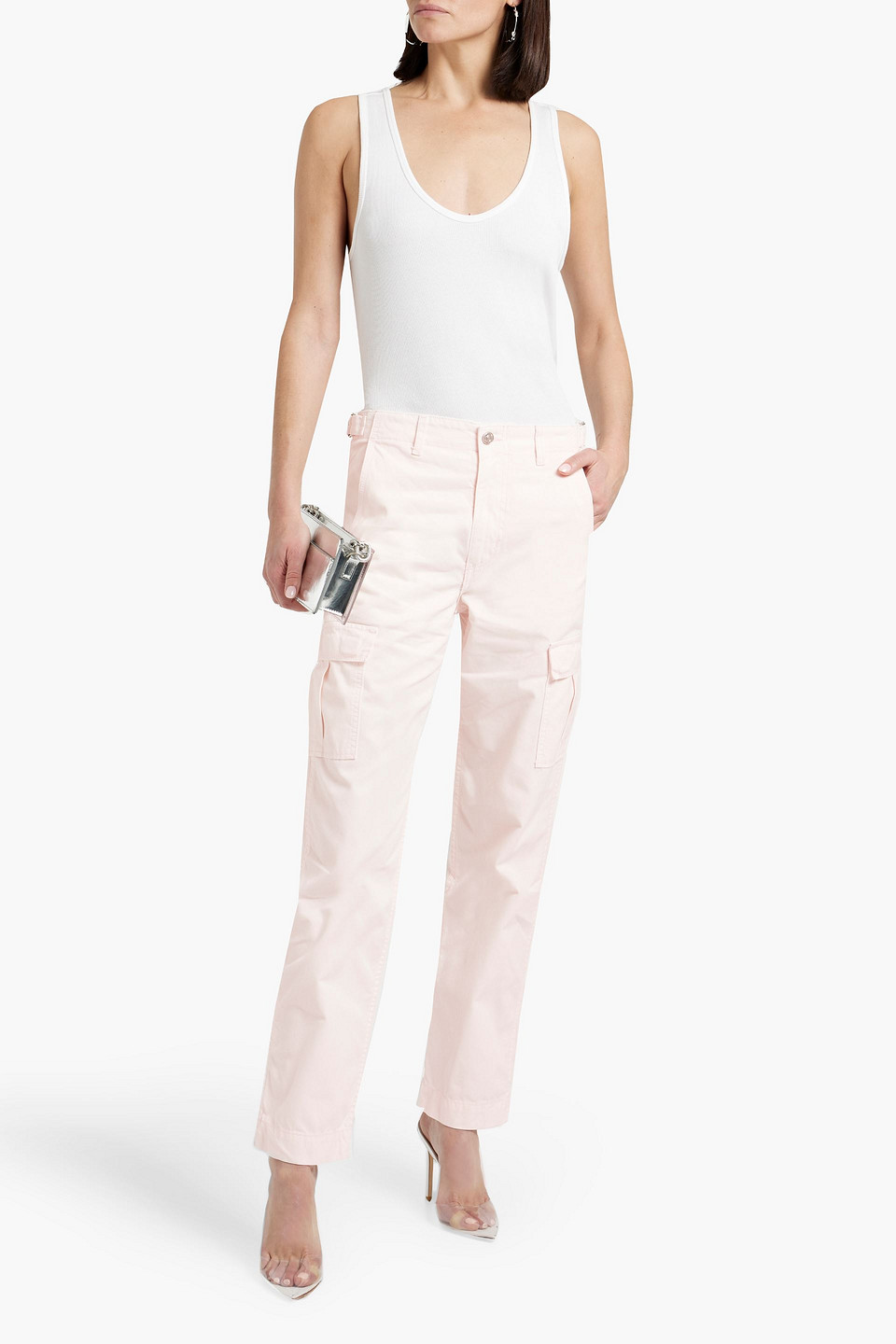 Shop Eb Denim Cotton-twill Cargo Pants In Pastel Pink