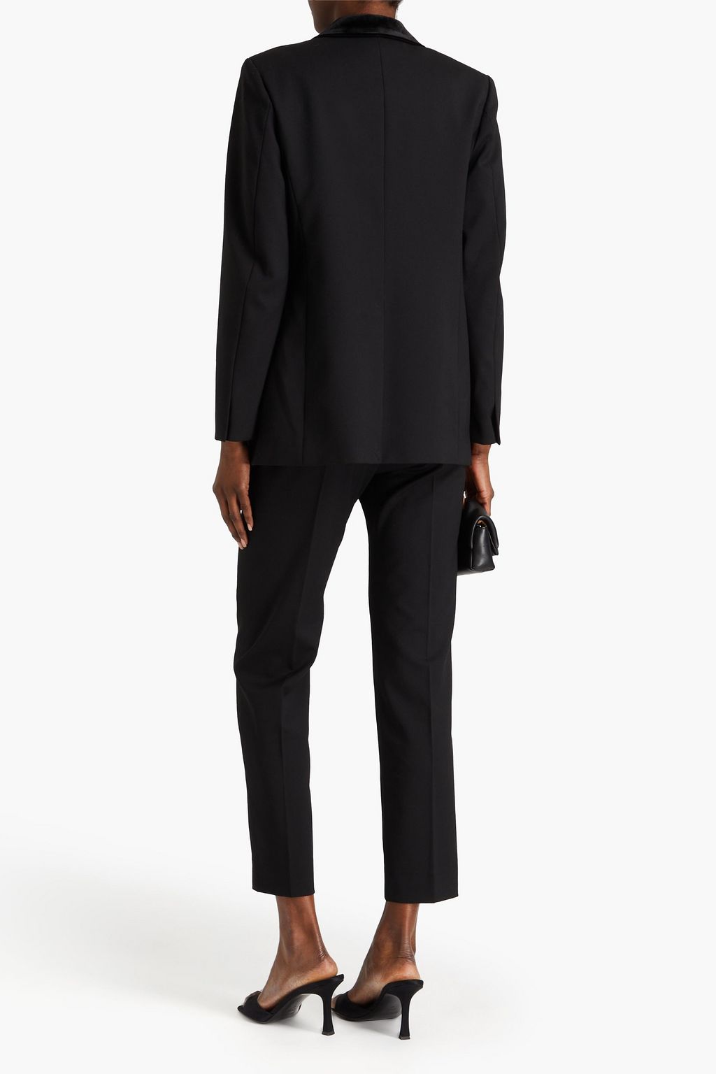 SANDRO Velvet-trimmed twill blazer