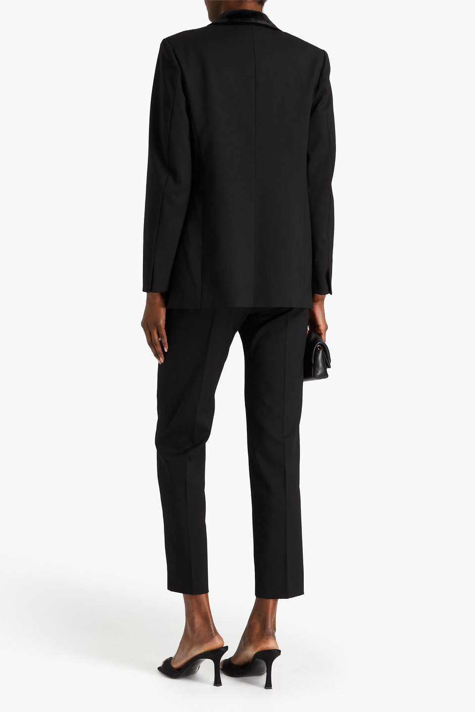 Sandro Hella Velvet-paneled Twill Blazer In Black