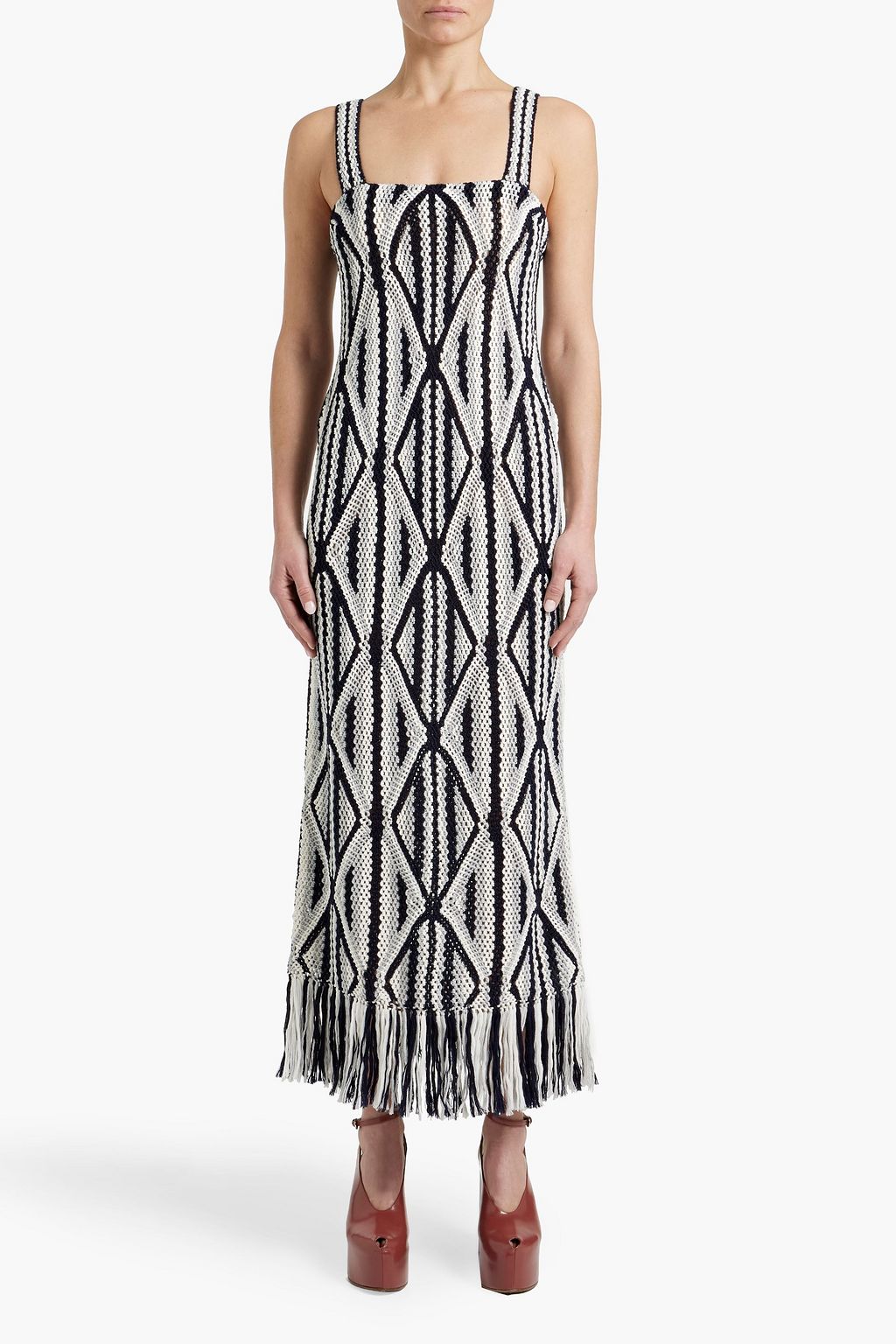 GABRIELA HEARST Fringed crocheted wool midi dress
