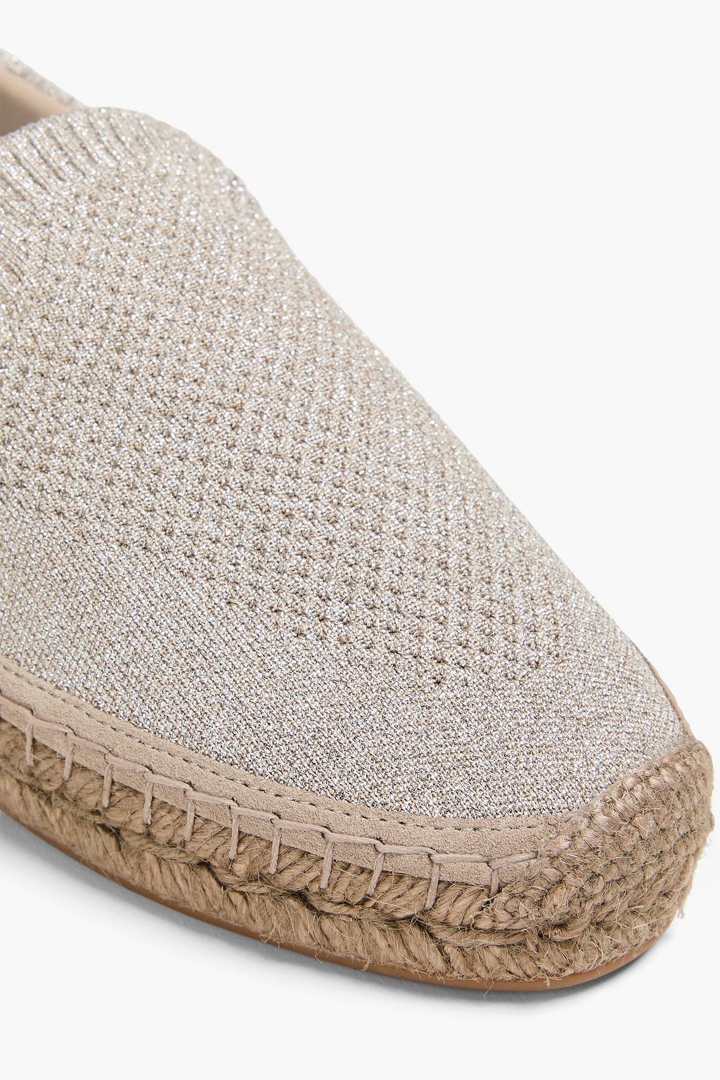 BRUNELLO CUCINELLI Bead-embellished metallic textured-knit espadrilles