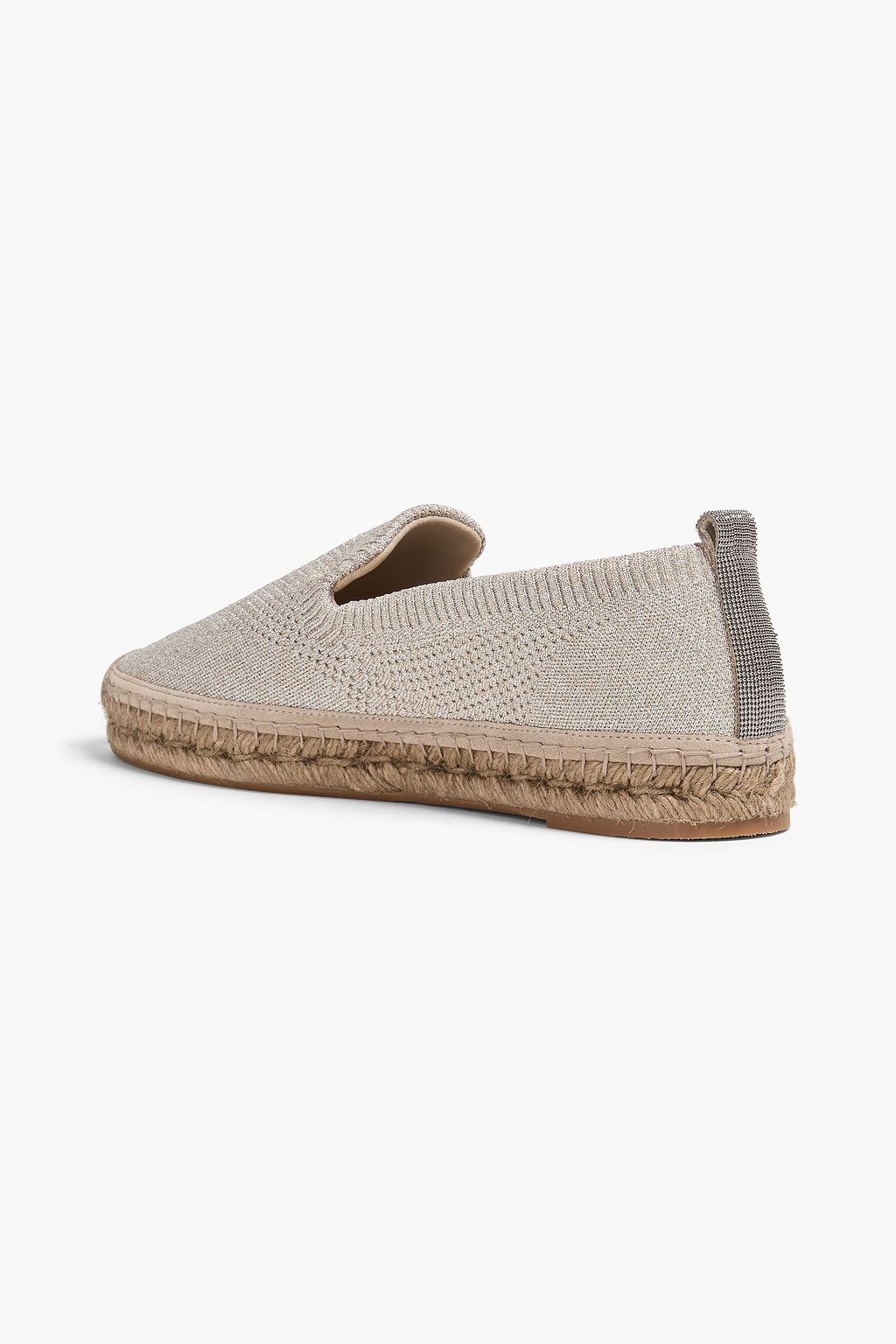 BRUNELLO CUCINELLI Bead-embellished metallic textured-knit espadrilles