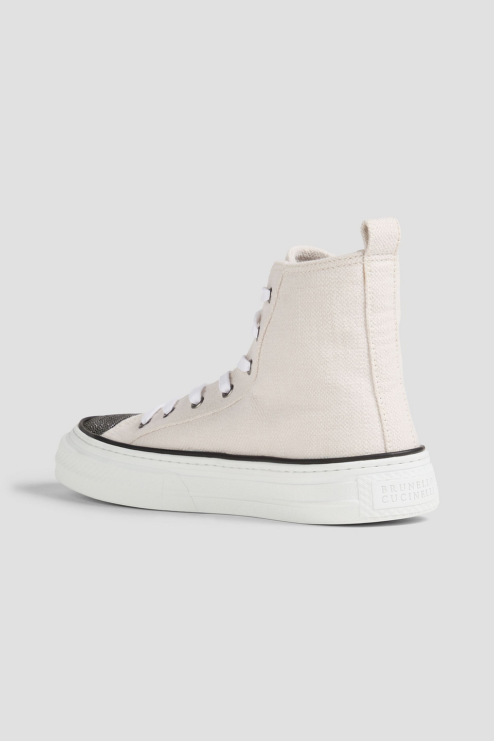 Brunello Cucinelli Panelled Lace-up Sneakers In Ecru