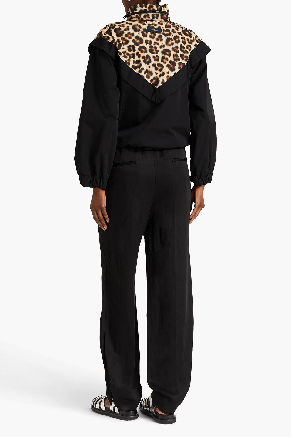  Sandro - Leopard-print Shell Jacket - Black - Fr 42 