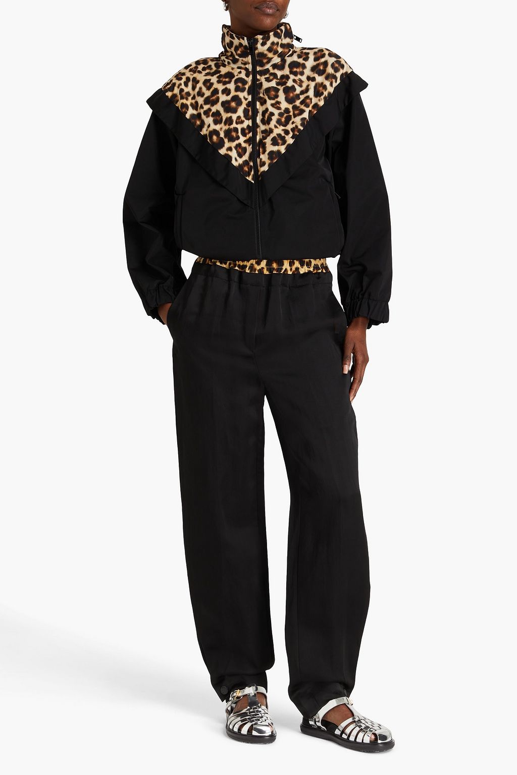 SANDRO Leopard-print shell jacket