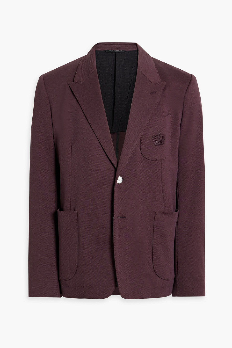 Dolce & Gabbana Embroidered Cotton-blend Twill Blazer In Grape