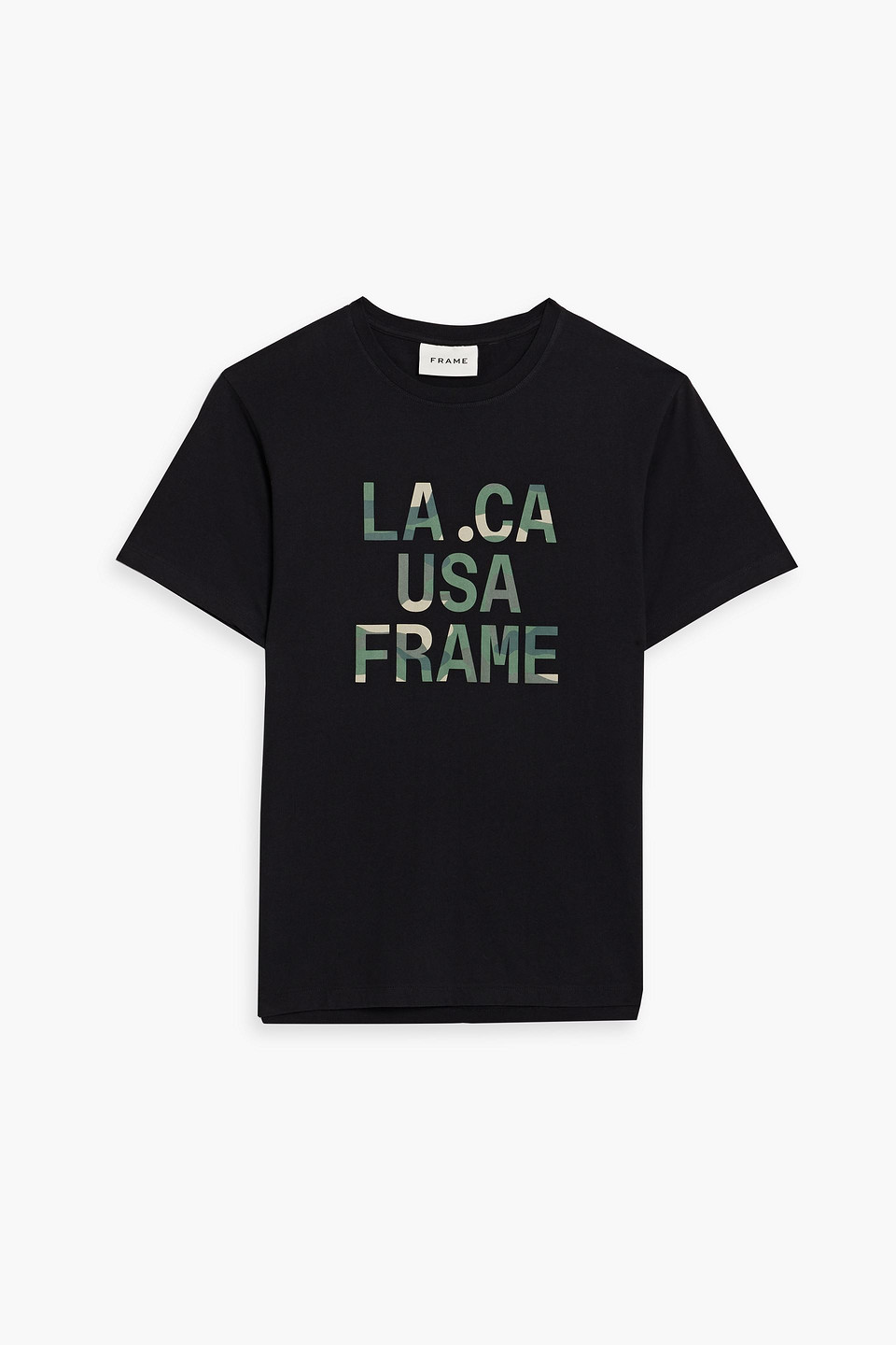 Frame Camo Logo Cotton Graphic Tee In Black
