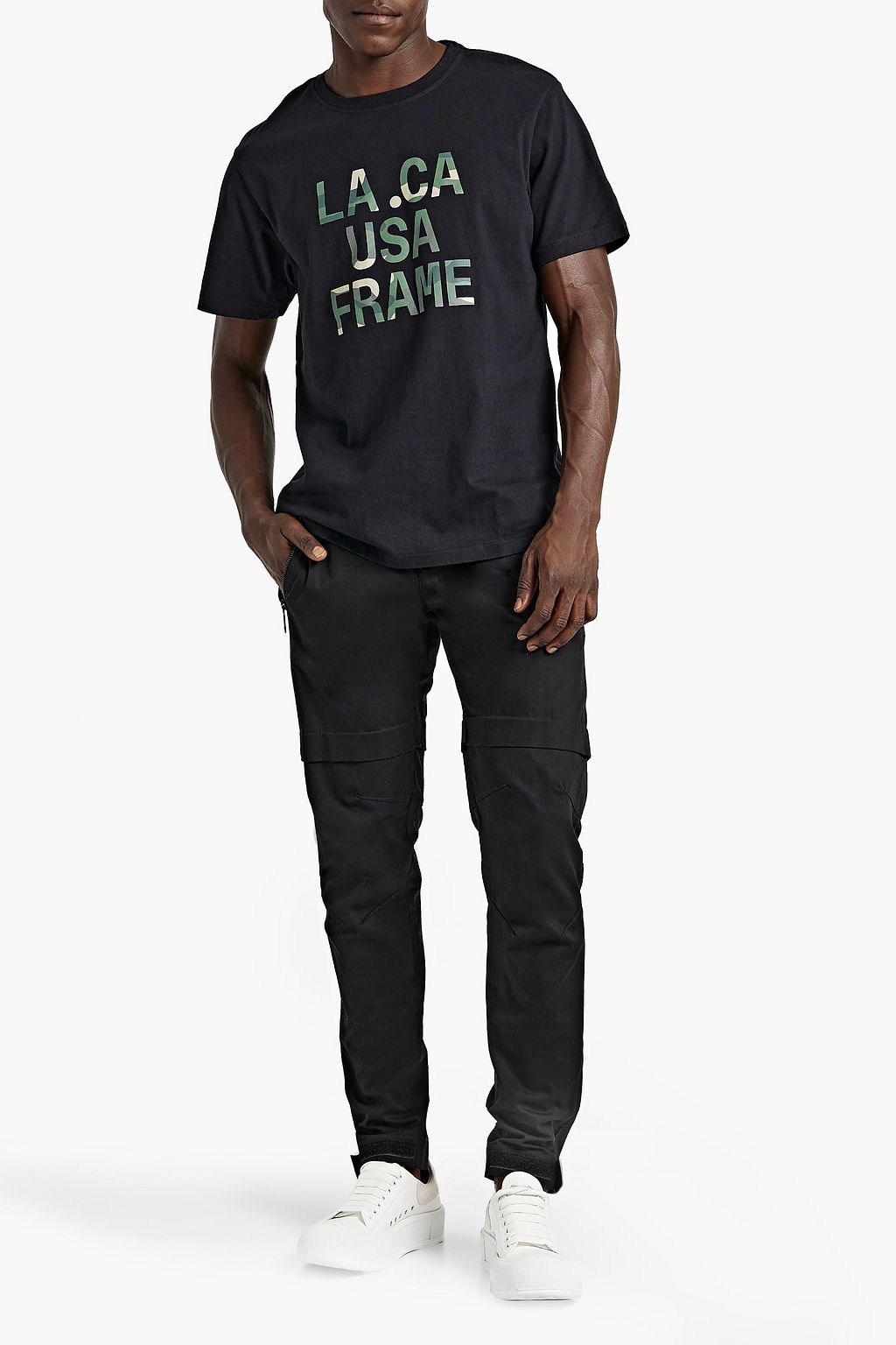 FRAME Printed cotton-jersey T-shirt