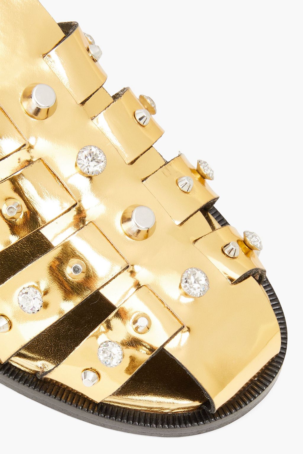 SANDRO Embellished mirrored-leather sandals