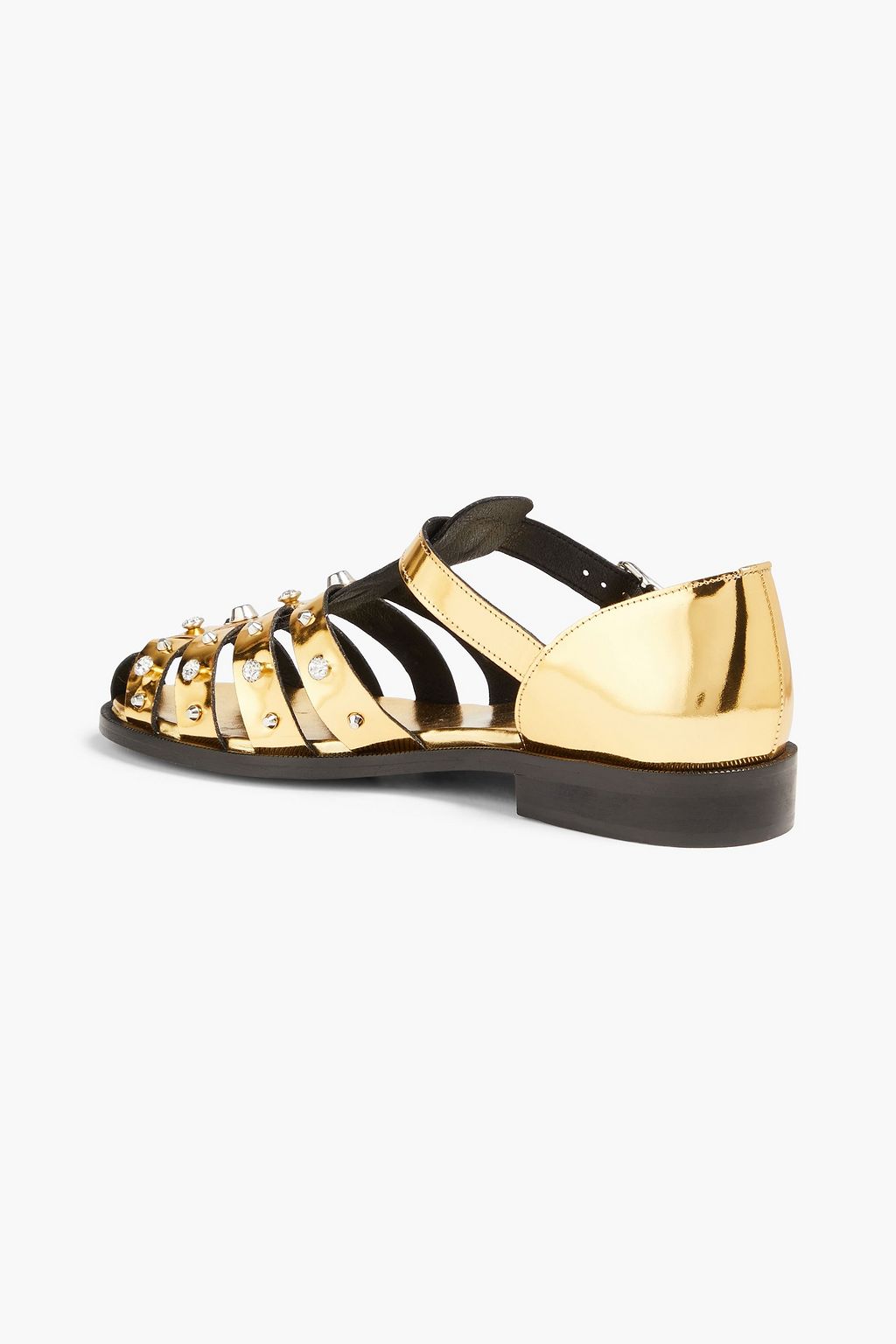 SANDRO Embellished mirrored-leather sandals