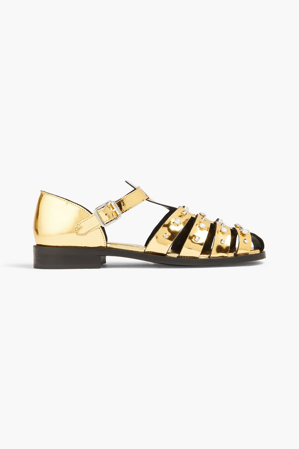 Sandro Embellished Metallic Leather Sandals In White