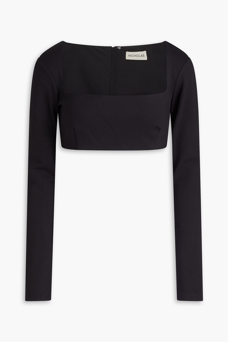 Shop Nicholas Garima Cropped Stretch-jersey Top In Black