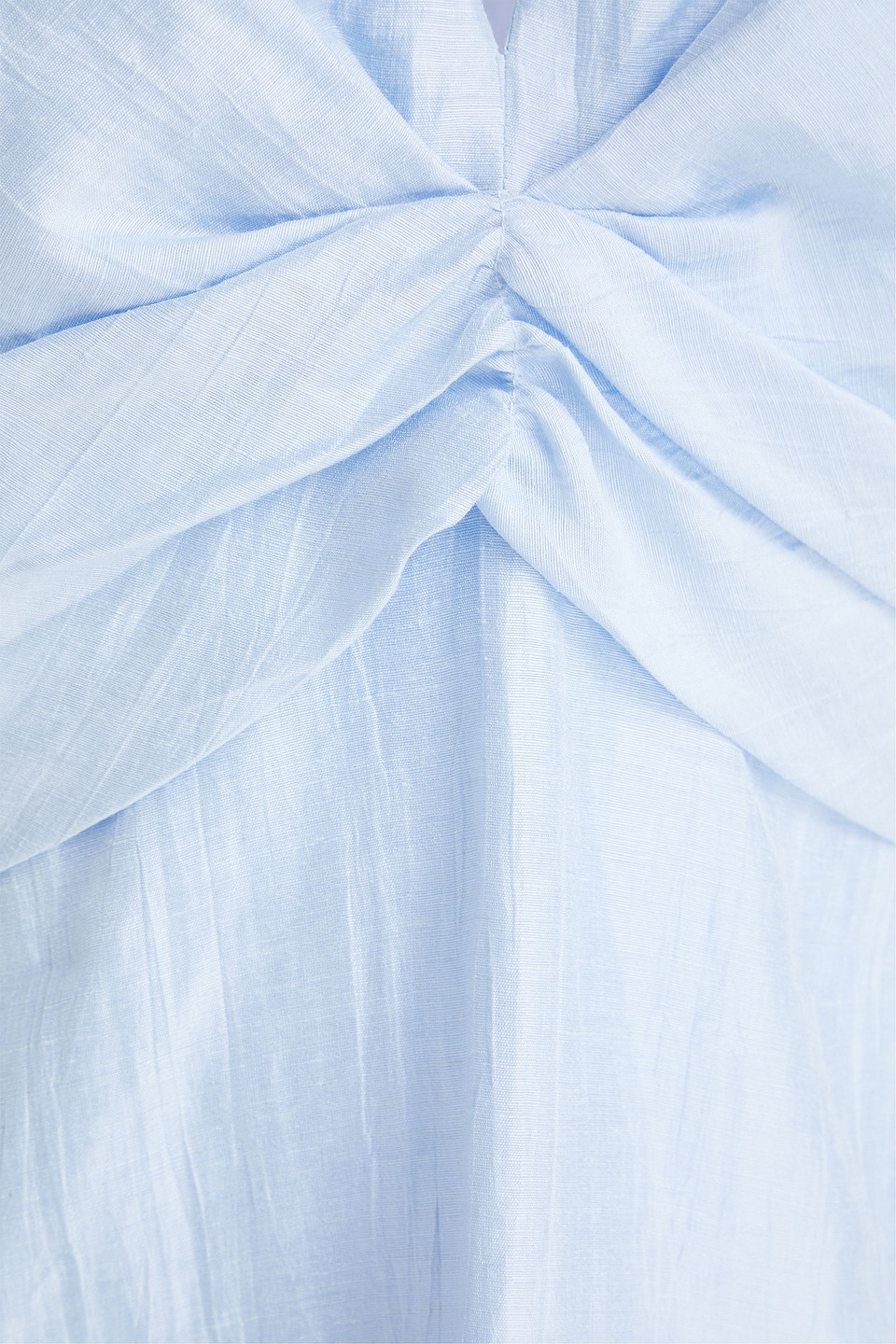 Sandro Tourmaline Ruffled Linen-blend Mini Dress In Sky Blue