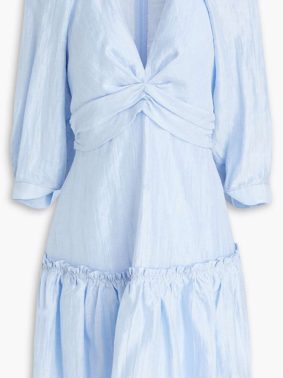 ruffled linen-blend mini dress
