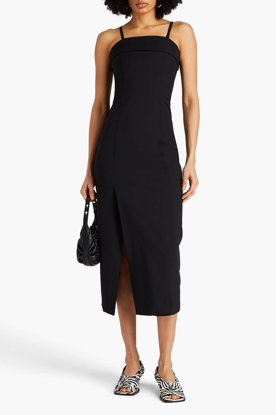 Shop Holzweiler Convertible Jersey Midi Dress In Black