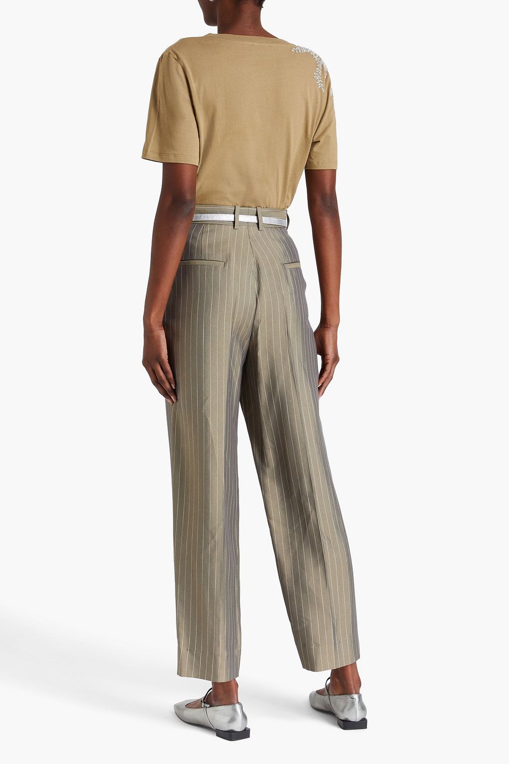 SANDRO Pinstriped twill tapered pants