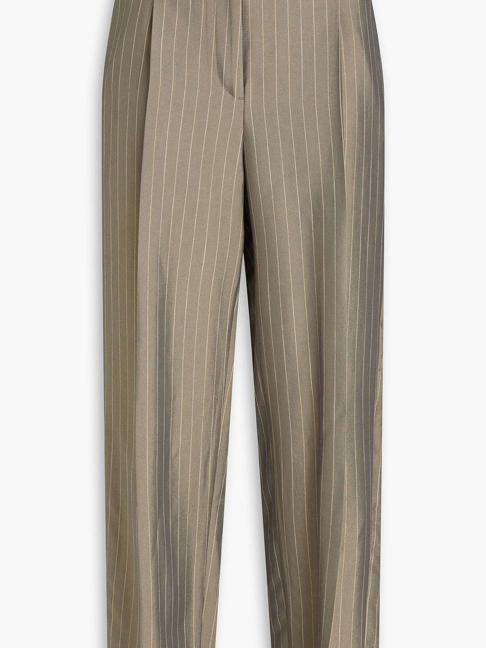 pinstriped twill tapered pants