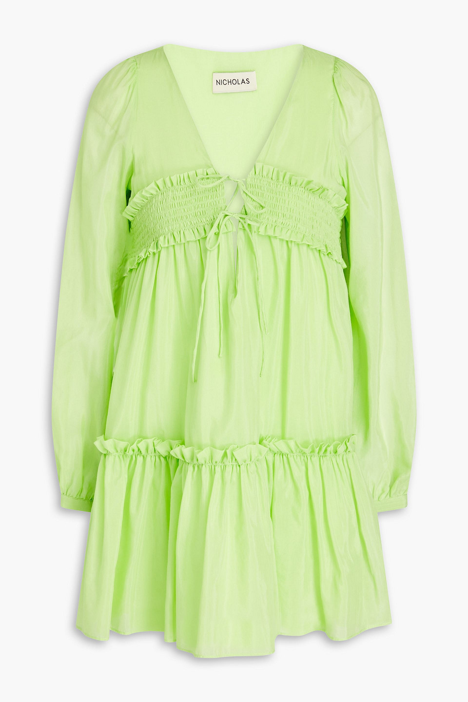Nicholas - Cotton and silk-blend voile mini dress - Green