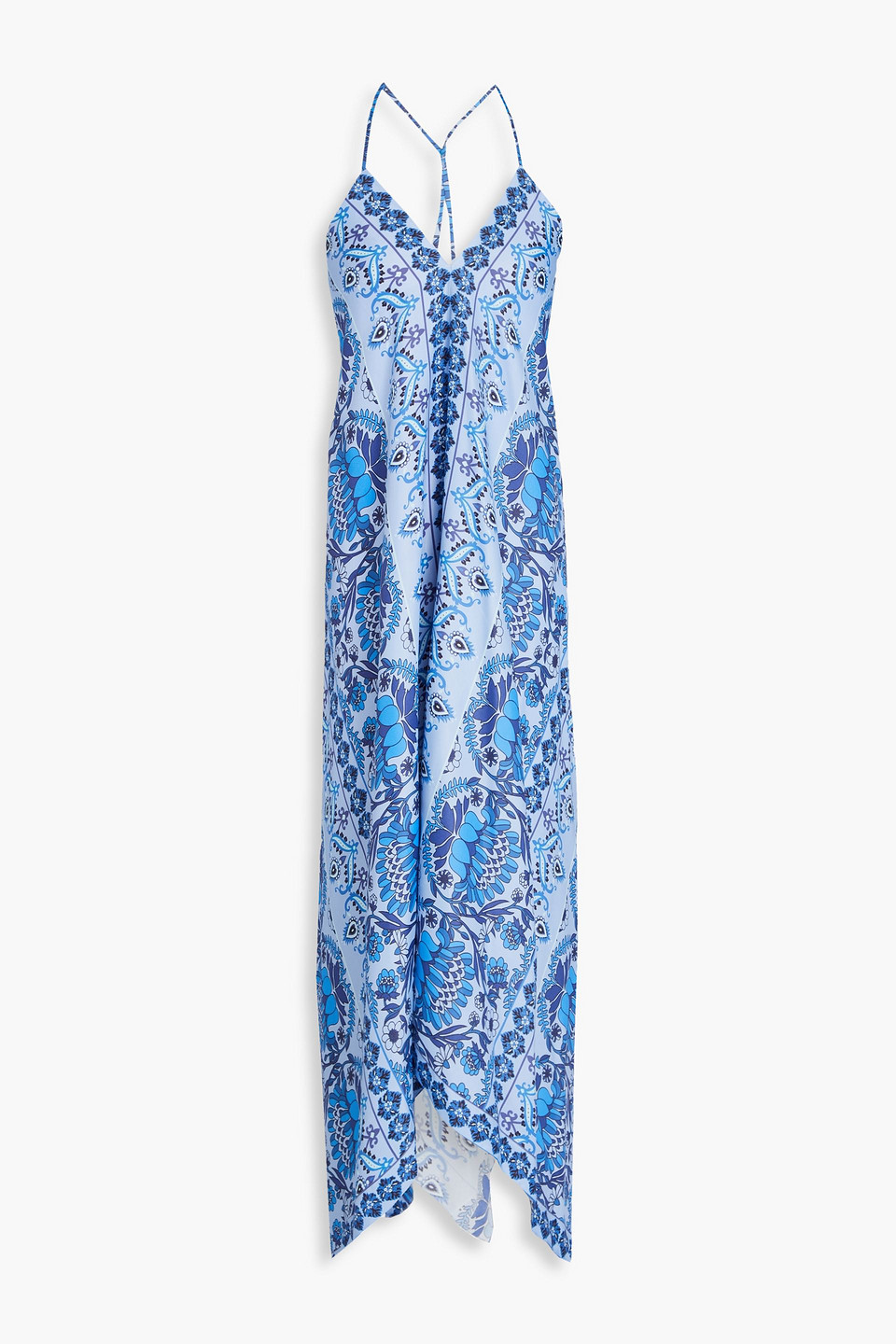Sandro Paisley-print Twill Maxi Dress In Blue