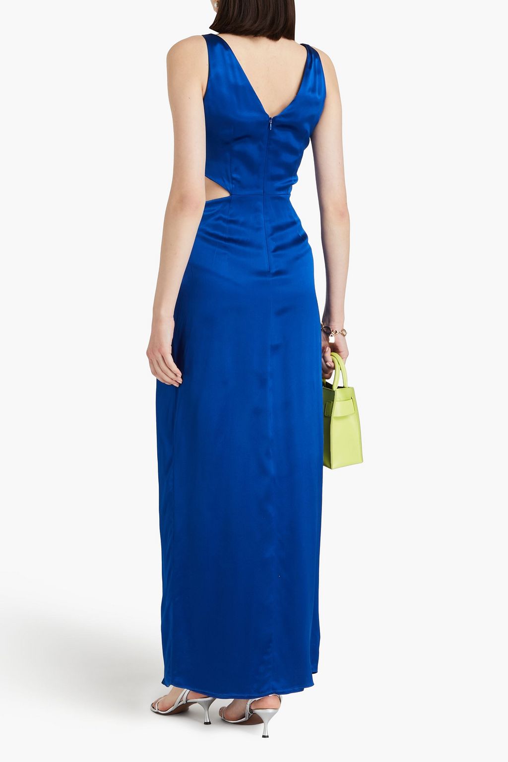 NICHOLAS Twist-front cutout silk-satin gown