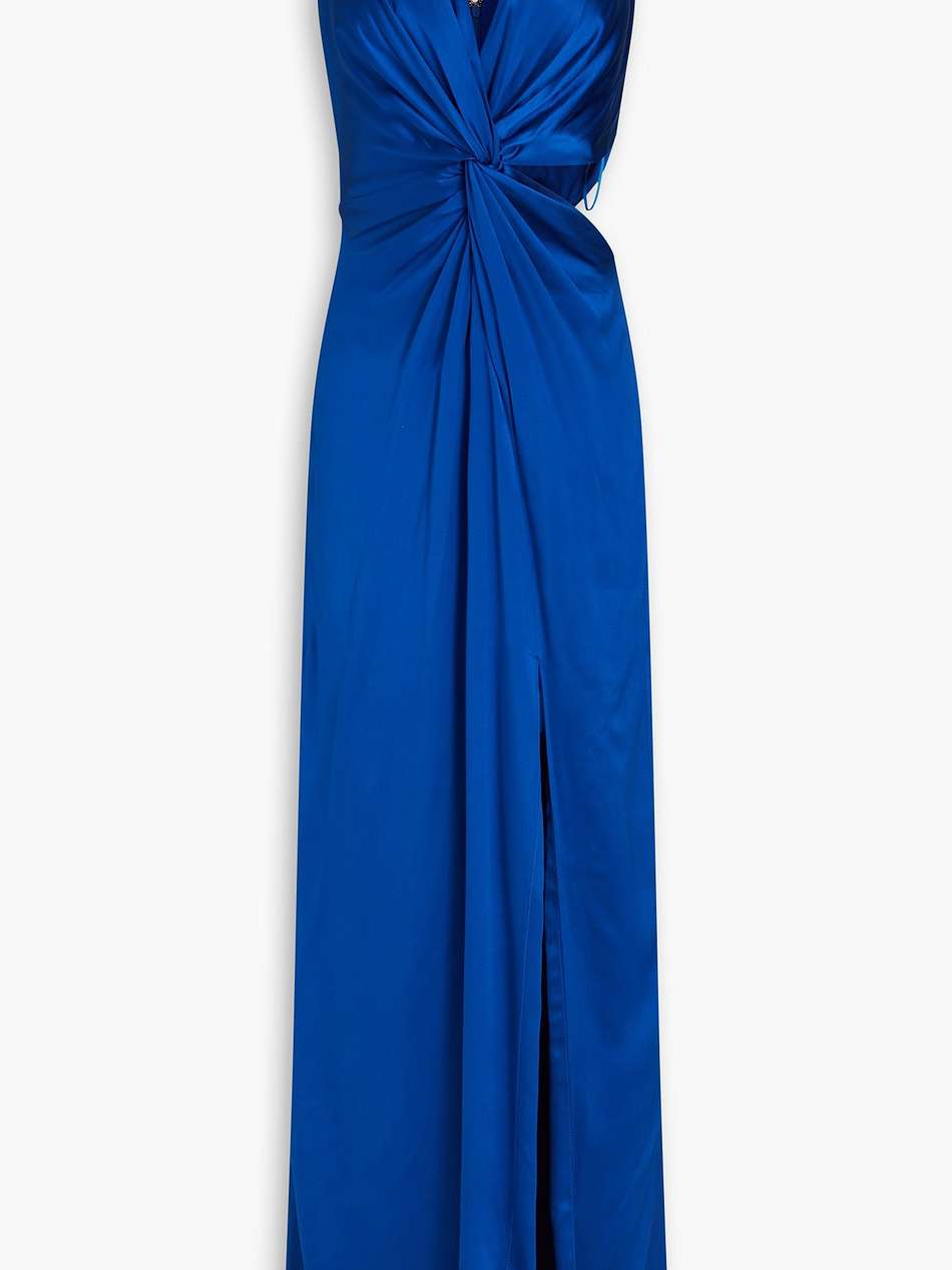 silvina twist-front cutout silk-satin gown