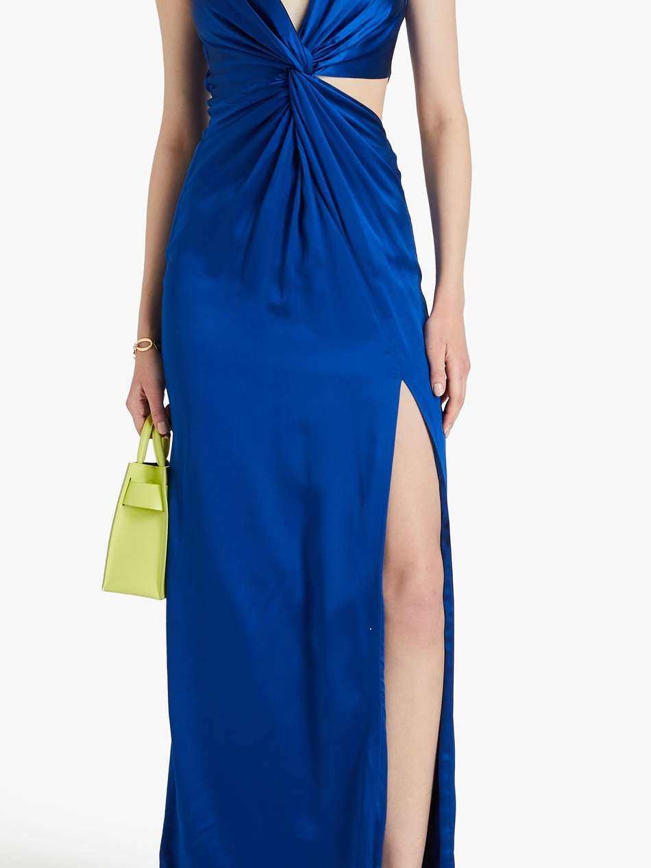 silvina twist-front cutout silk-satin gown