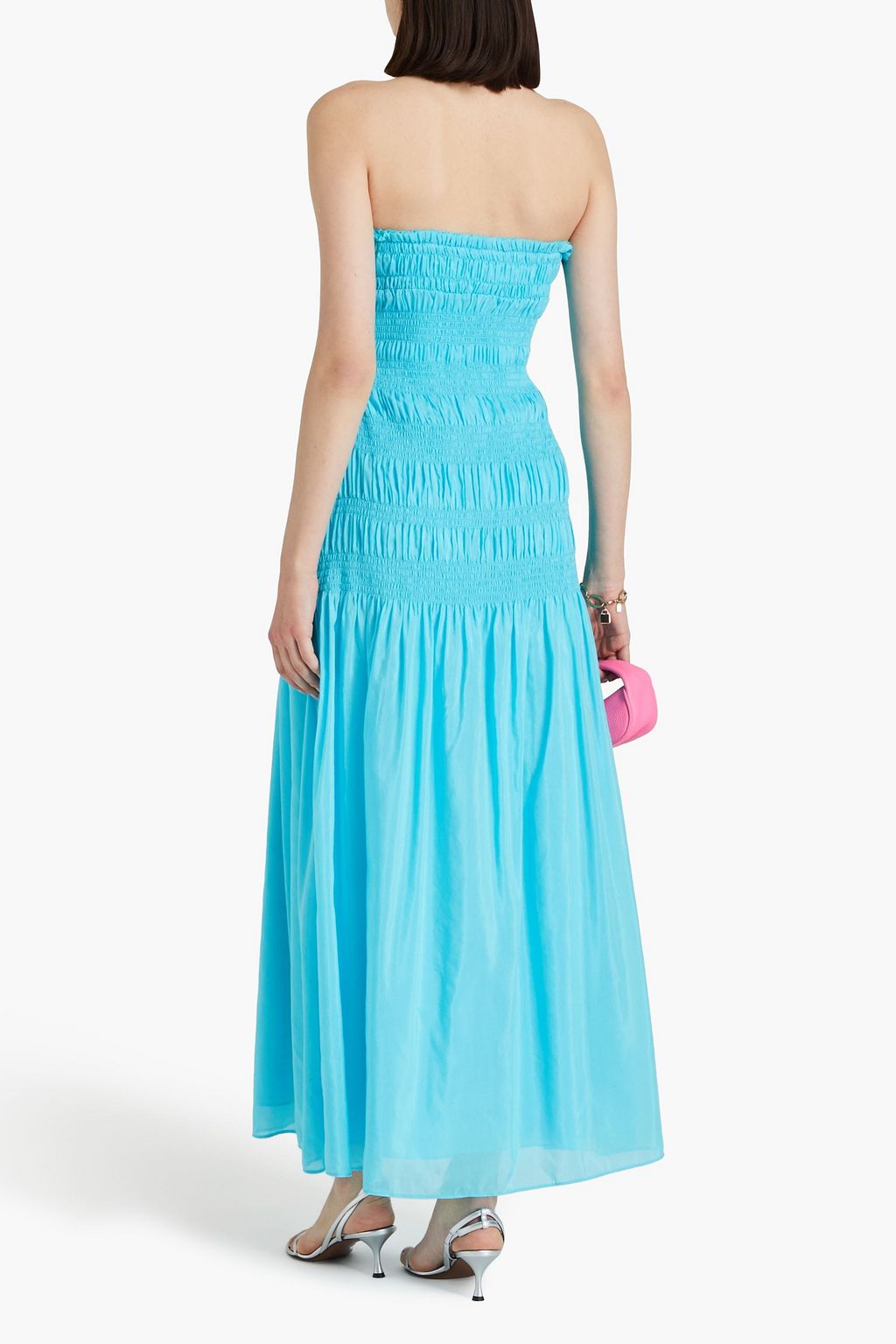 NICHOLAS Strapless cotton and silk-blend voile maxi dress