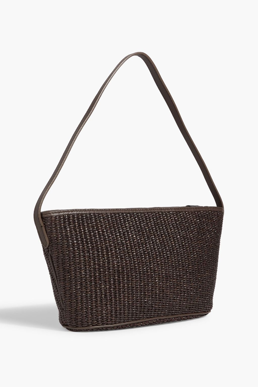 BRUNELLO CUCINELLI Bead-embellished faux raffia shoulder bag