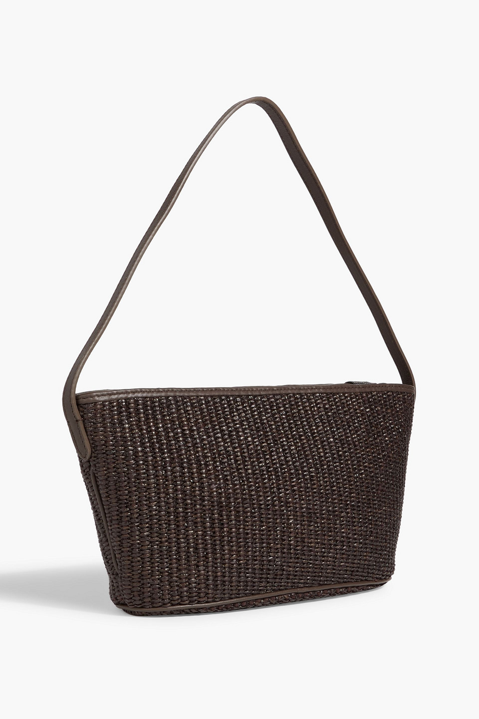 BRUNELLO CUCINELLI BEAD-EMBELLISHED FAUX RAFFIA SHOULDER BAG