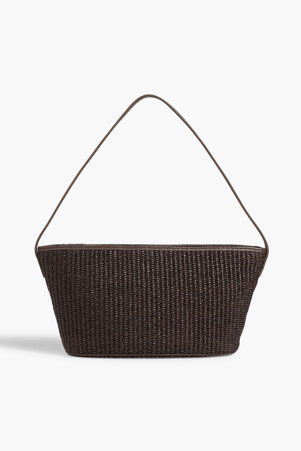 BRUNELLO CUCINELLI BEAD-EMBELLISHED FAUX RAFFIA SHOULDER BAG