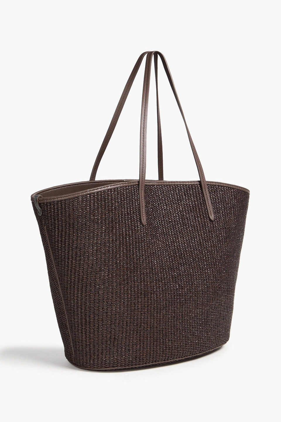 BRUNELLO CUCINELLI BEAD-EMBELLISHED FAUX RAFFIA TOTE