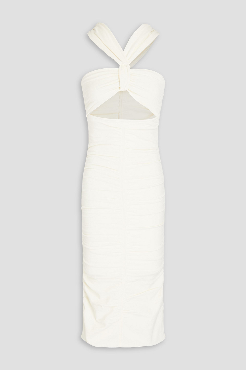 Sandro Cutout Ponte Halterneck Midi Dress In White