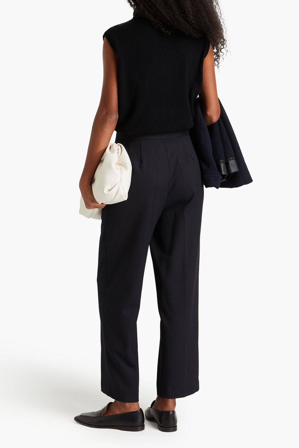 MAJE Pinstriped crepe straight-leg pants