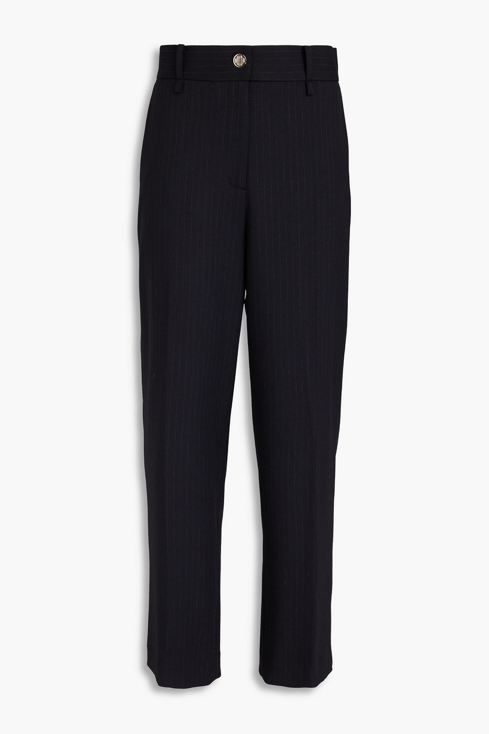 Maje Pinstriped Crepe Straight-leg Pants In Schwarz