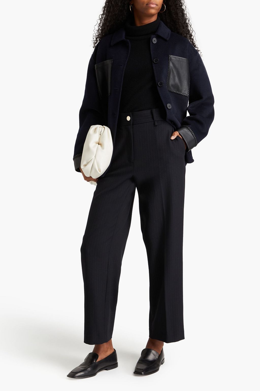 MAJE Pinstriped crepe straight-leg pants