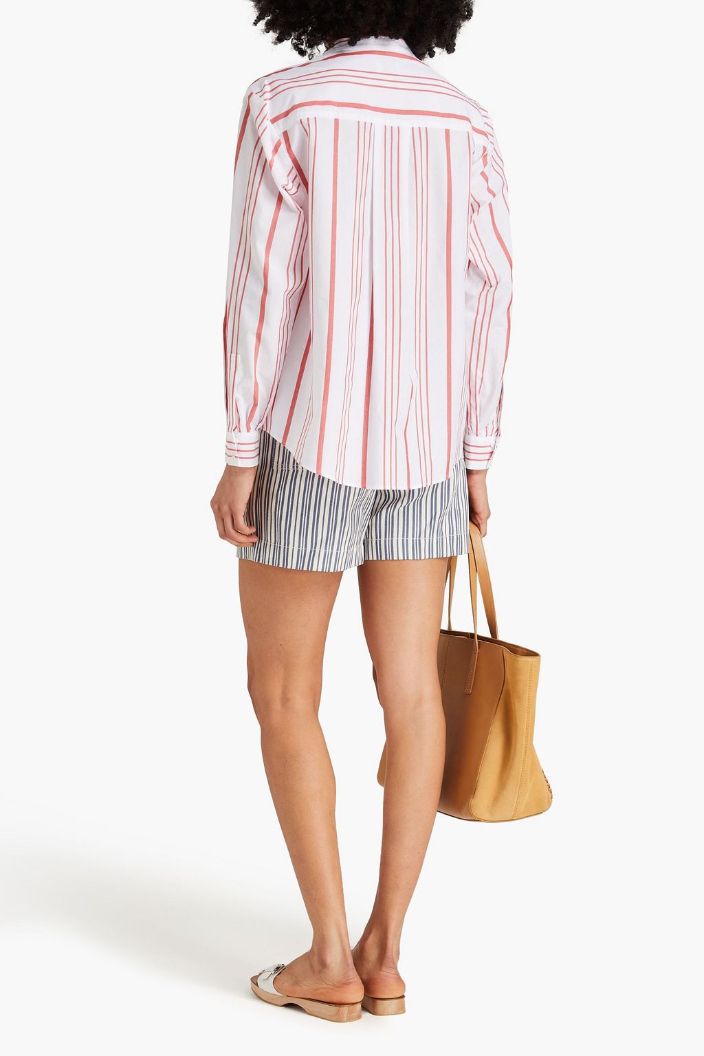CLAUDIE PIERLOT قميص من البوبلين المصنوع من مزيج من القطن بتصميم مخطط