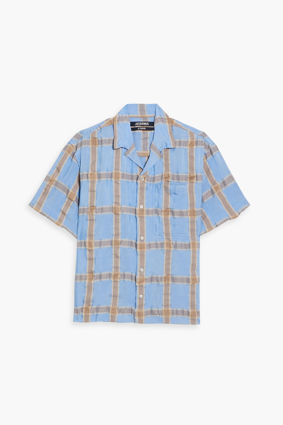 Jacquemus Checked Seersucker Shirt In Light Blue