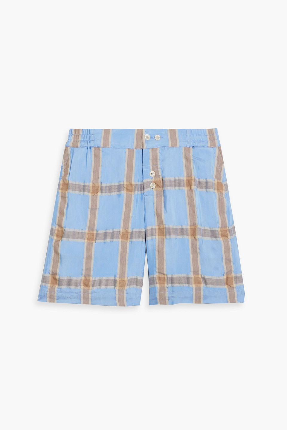 Jacquemus Checked Seersucker Shorts In Light Blue