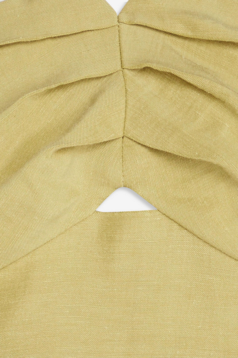 Sandro Vedis Cropped Embellished Cutout Slub Woven Halterneck Top In Salbeigrün