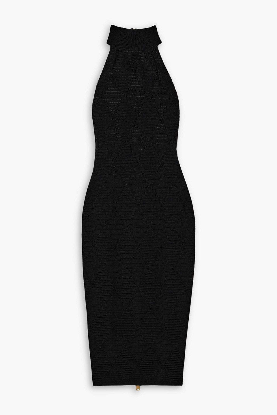 Balmain Argyle Jacquard-knit Halterneck Midi Dress In Black