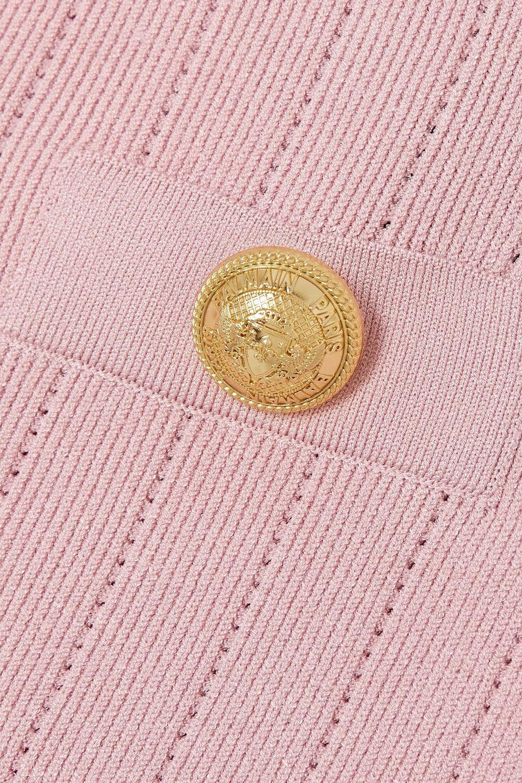 BALMAIN Button-embellished ribbed-knit mini skirt