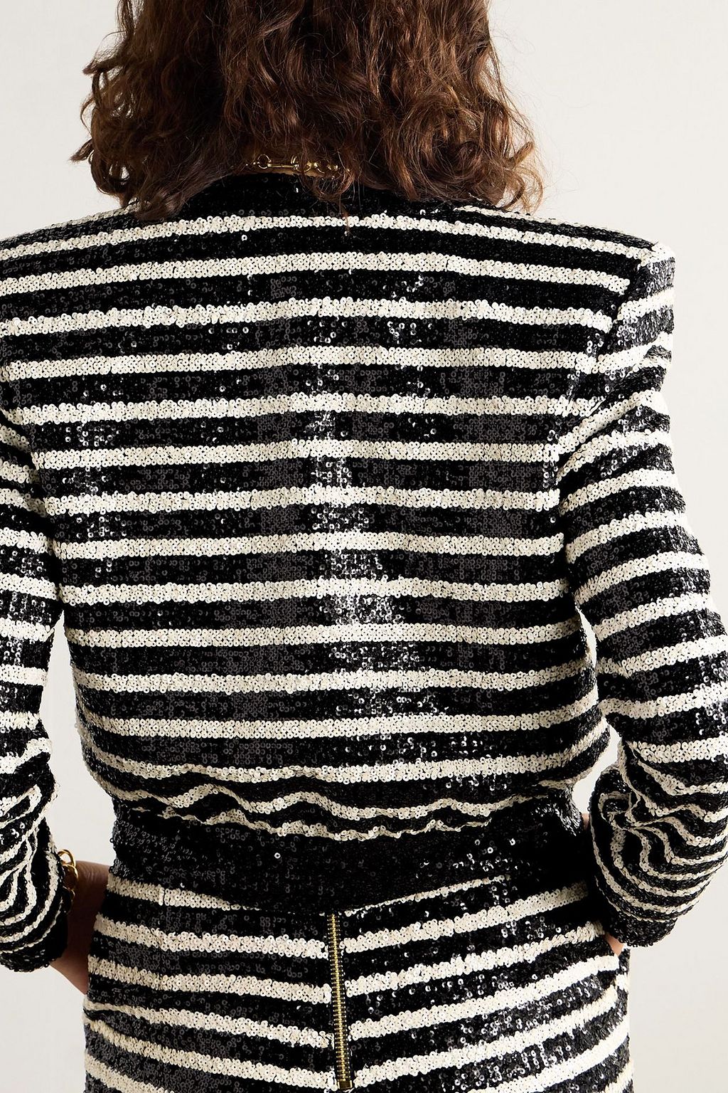 BALMAIN Striped sequin-embellished cady jacket