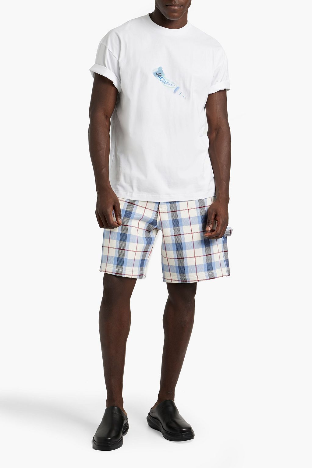 JACQUEMUS Checked cotton-blend drill shorts