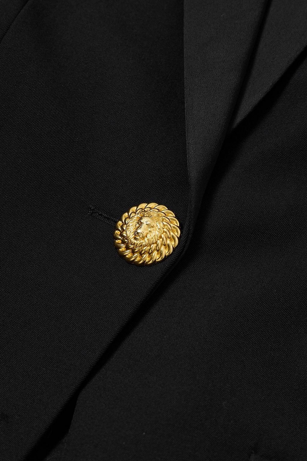 BALMAIN Embellished satin-trimmed grain de poudre wool blazer