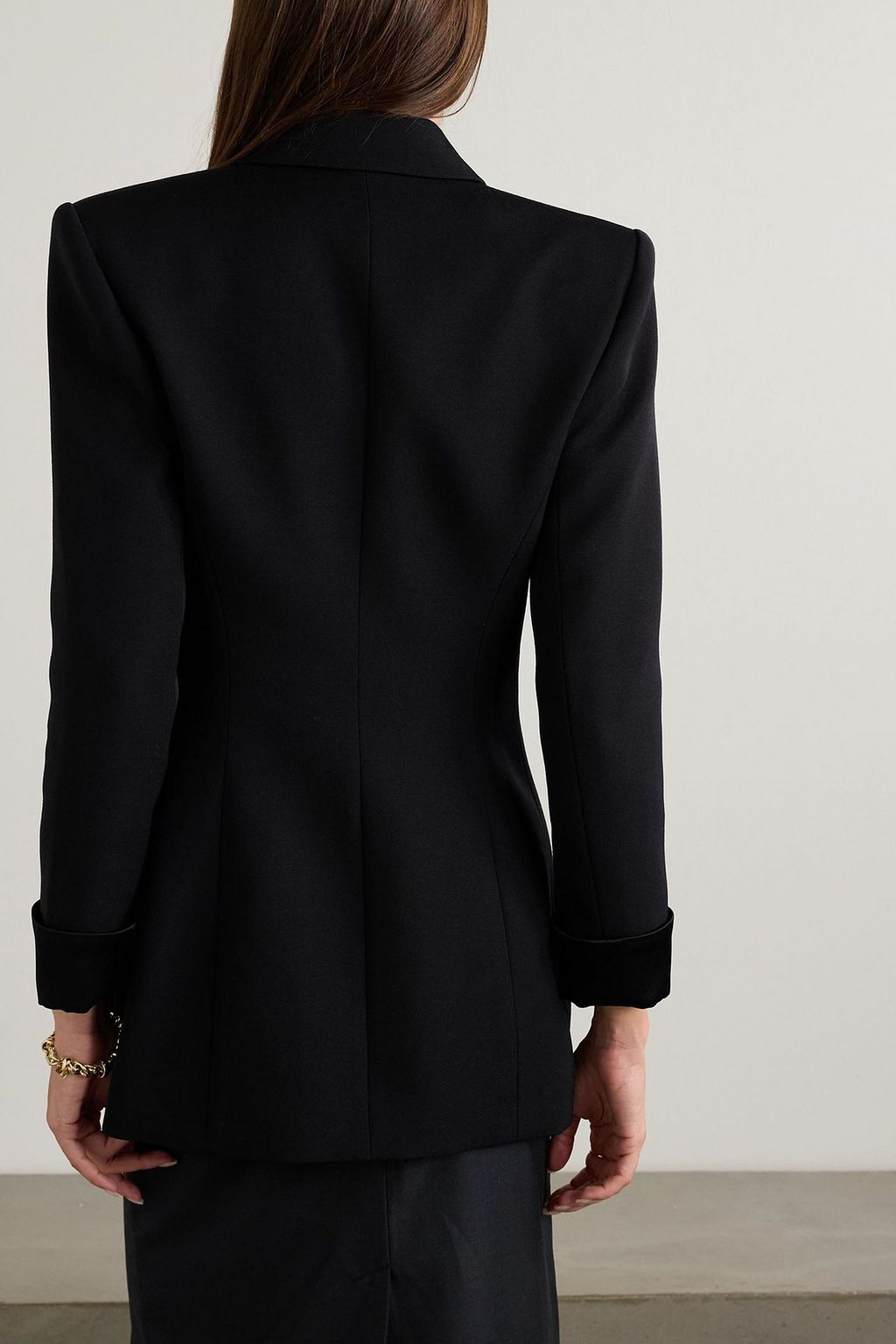 BALMAIN Embellished satin-trimmed grain de poudre wool blazer