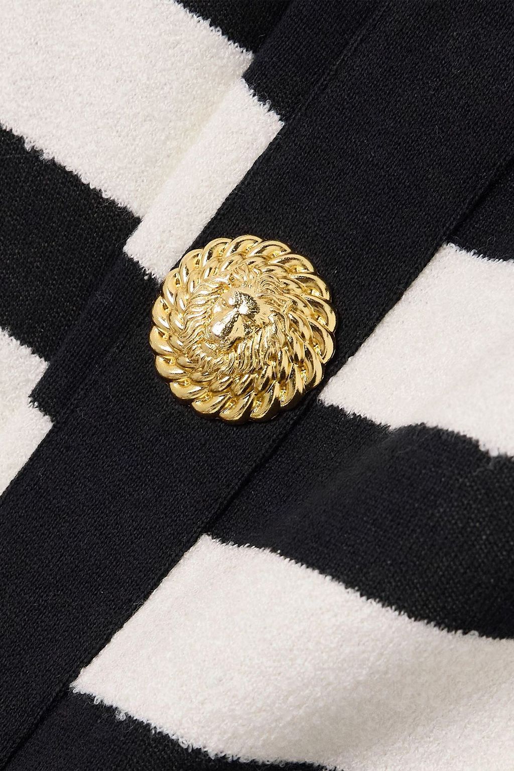 BALMAIN Button-embellished striped jersey and terry mini dress