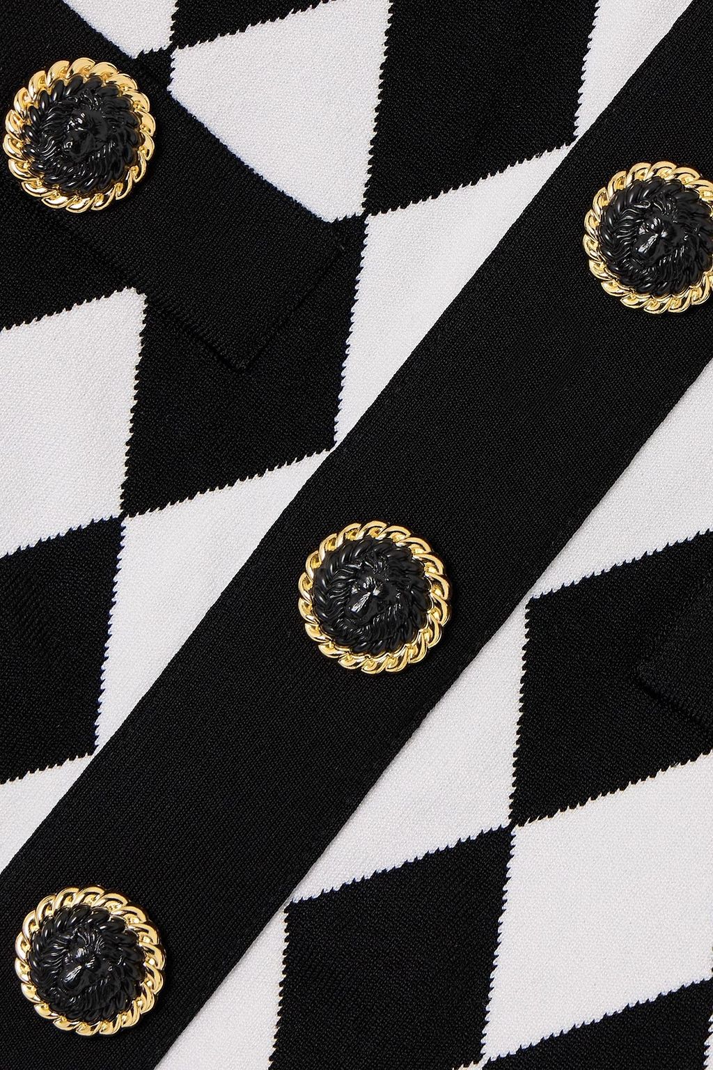 BALMAIN Cropped button-embellished jacquard-knit top